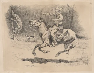 Éperonnant son cheval à la poursuite