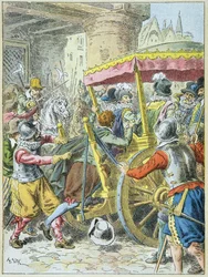 Assassinat du roi Henri IV par François Ravaillac, rue de la Ferronnerie, Paris, le 14 mai
