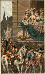 Chanson populaire : « Joli Dragon ». Illustration de Frédéric Théodore Lix (1830-1897) dans « Chansons et rondes enfantines des provinces de la France »