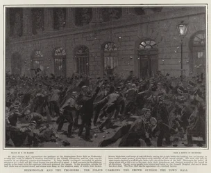 Birmingham et les pro-Boers, la police chargeant la foule devant l