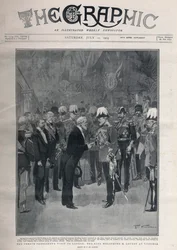 Entente cordiale : la visite du président français Émile Loubet à Londres. Le roi Édouard VII accueillant M. Loubet à la gare Victoria