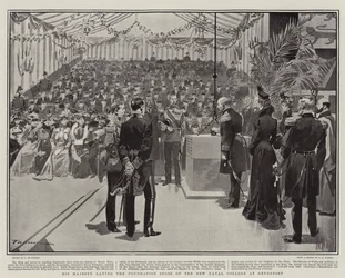 Sa Majesté posant la première pierre du nouveau Collège naval à Devonport
