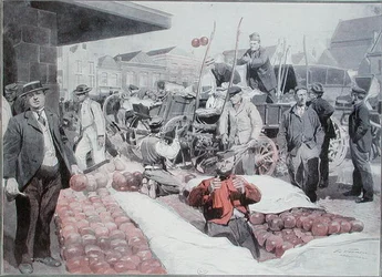 Le marché aux fromages à Alkmaar, vers 1910