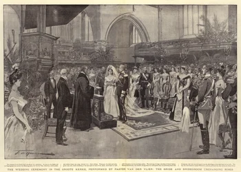 La Cérémonie de Mariage dans la Groote Kerke, célébrée par le Pasteur Van der Vlier, les Mariés échangeant les Anneaux