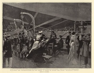 Regarder les illuminations de la flotte, une scène à bord du paquebot Kiidonan Castle