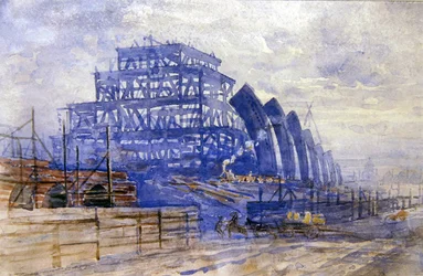 La construction de la gare, station de St. Pancras