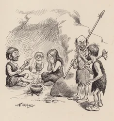 Nos ancêtres antédiluviens par F Opper : Numéro quarante (litho)