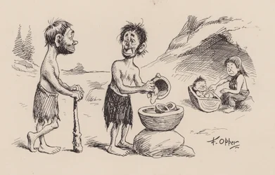 Nos ancêtres antédiluviens par F. Opper : Numéro quarante-huit (litho)