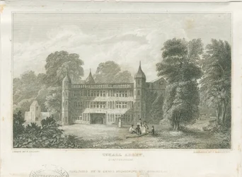 Tixall Hall - Portail : gravure, vers 1830