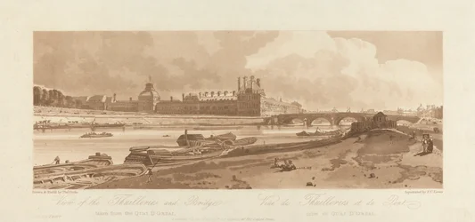 Le volume Emanuel : Planche 1 des Vues de Paris ; Vue des Tuileries et du Pont, prise du Quai d