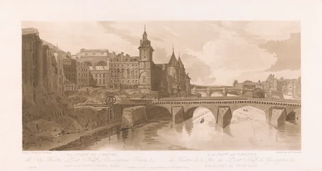 Vue du Pont au Change, Théâtre de la Cité, Pont Neuf et la Prison de la Conciergerie