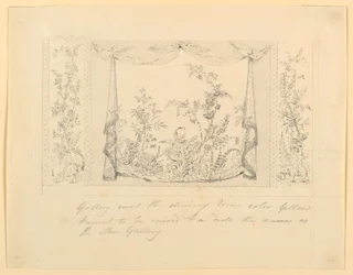 Dessin, The Royal Pavilion, Brighton, Blue (South) Drawing Room, Proposed Wall Decoration, ca. 1820