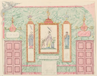Dessin, élévation murale, probablement pour la salle de banquet, Pavillon royal, Brighton, 1815-22