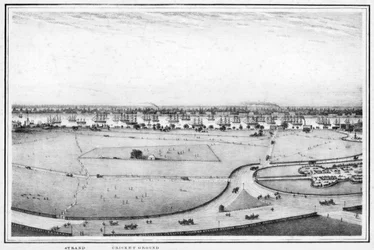 Strand et terrain de cricket, panorama de Calcutta, Inde
