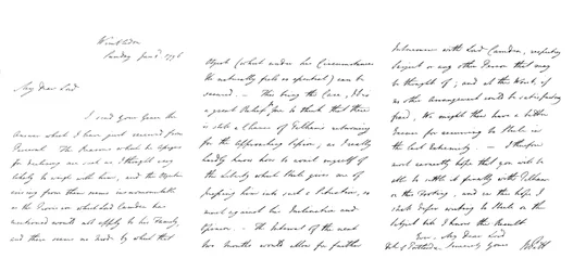 Lettre de William Pitt au Duc de Portland, 1796