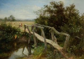 Le vieux pont piétonnier sur la rivière Cole à Yardley, 1890