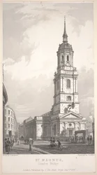 St. Magnus, London Bridge, gravure par John Henry Le Keux (1783-1846)