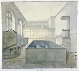 Vue intérieure de la chapelle de la prison de Newgate, Old Bailey, Londres