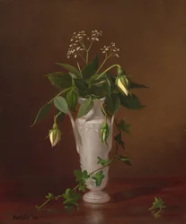 Myosotis et roses dans un vase, s.d. (huile sur toile)