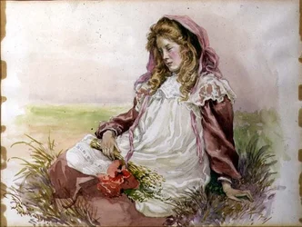 Fille avec des coquelicots