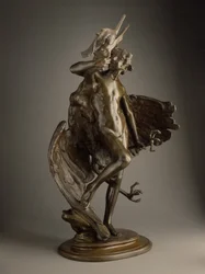 Jeune faune et héron