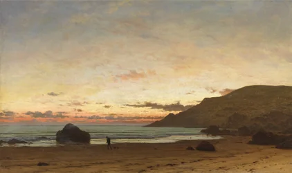 Scène côtière avec un homme et un chien, 1886