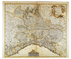 République de Gênes, duché de Milan, Parme et Monferrato, carte par Frederik de Wit, Amsterdam, gravure sur cuivre