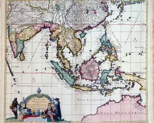Géographie : carte des Indes orientales de Frederick de Witt (actif vers 1650)