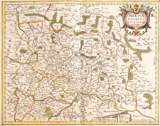 Carte du Duché de Silésie, Allemagne et République tchèque