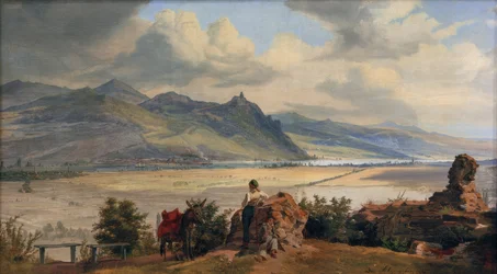 Vue sur le Siebengebirge avec Königswinter et la Ruine