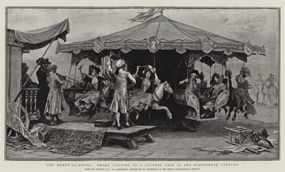 Le Manège, Visiteurs élégants à une foire de campagne au XVIIIe siècle