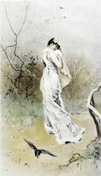 Femme dans une forêt - allégorie du début de l