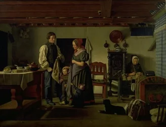 Le soldat de réserve fait ses adieux à sa famille
