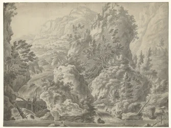 Paysage montagneux avec cascade