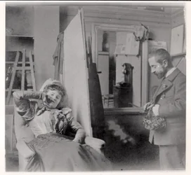 Henri de Toulouse-Lautrec (1864-1901) dans son atelier avec Misia Natanson