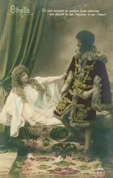 Othello avec Desdémone. Scène de la pièce tragique de William Shakespeare écrite vers 1603