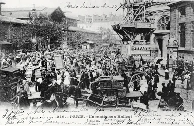 Carte postale des Halles, Paris, avant 1914