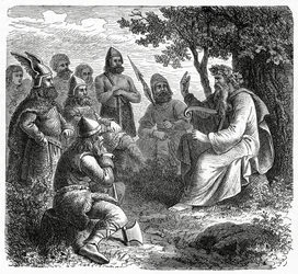Un barde récitant aux Northmen, vers 1882