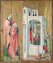 Un Saint Martyr et le Disciple de Saint André Éteignant le Feu, panneau gauche du retable de Thouzon, École de Provence