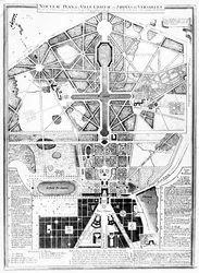 Nouveau plan de la ville, du château et des jardins de Versailles, 1714