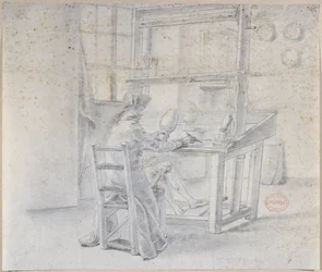 Un peintre de porcelaine à la manufacture de Sèvres, vers 1780