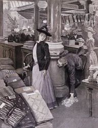 Un voleur dans un grand magasin à Paris, illustration de Paradis des Dames, vers 1895