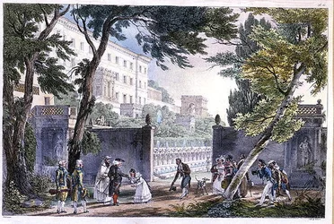 Une villa à Rome, gravée par Villain, vers 1820