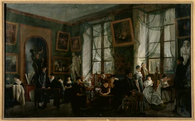 Une classe de dessin féminin, vers 1810