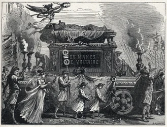 Un char funèbre transportant le corps de Voltaire (François Marie Arouet)