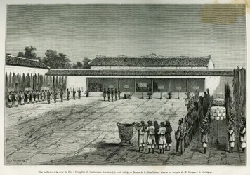 Une audience à la cour de Hué (Vietnam), réception de l