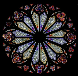 Rosace de la fin du 13ème siècle avec quelques verres d