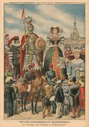 Une fête pittoresque et traditionnelle, la procession des Géants à Valenciennes, illustration de 