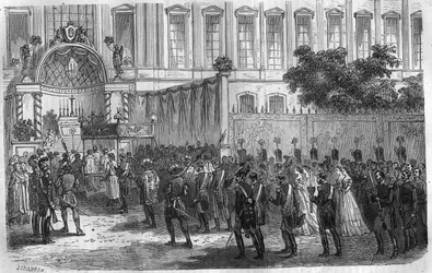 Procession menée par les Jésuites au XIXe siècle. Gravure dans « Histoire des Papes-Rois-Reines et Empereurs à travers les siècles » de Maurice Lachatre