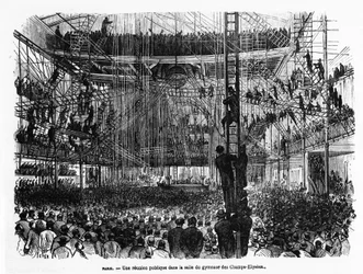 Réunion publique dans la salle de gymnastique des Champs-Élysées à Paris - dans « La Presse illustrée » n°104, 30/10/1869, coll. Selva